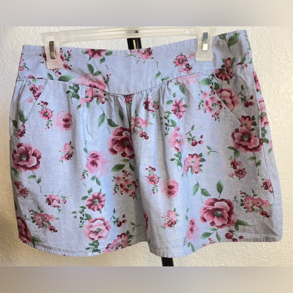 Lush Women's Skater Skirt Floral Blue Pink (M) - Picture 10 of 13